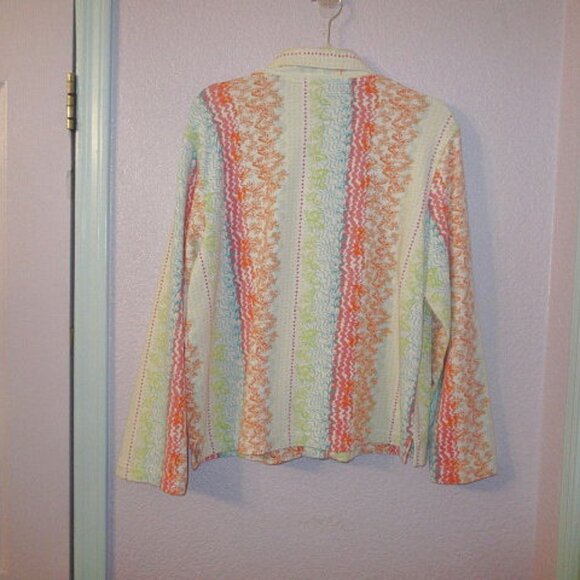 Vtg J Jill Rainbow Fleece Pajamas Size M Soft 2 Piece Top & Pants Cottage Y2K - Picture 3 of 13